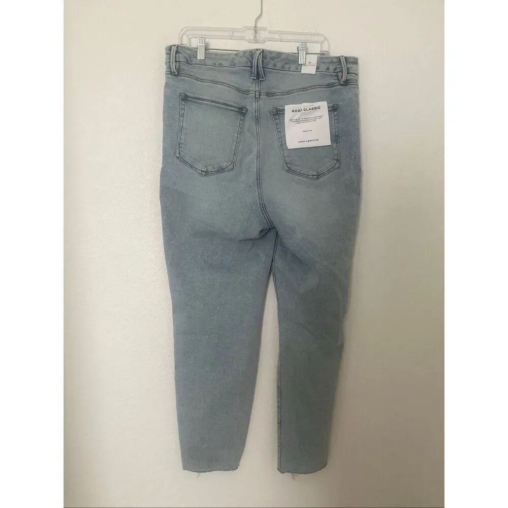 Good American Good Classic Jeans High Rise Skinny Fit Light Wash Distressed Size - Picture 5 of 6